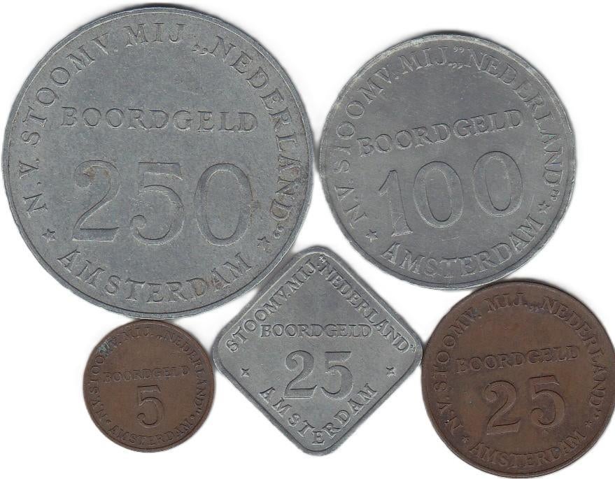 BOORDGELD AMSTERDAM N.V. STOOMVAART MIJ . NEDERLAND, Postzegels en Munten, Ophalen of Verzenden, Overige materialen