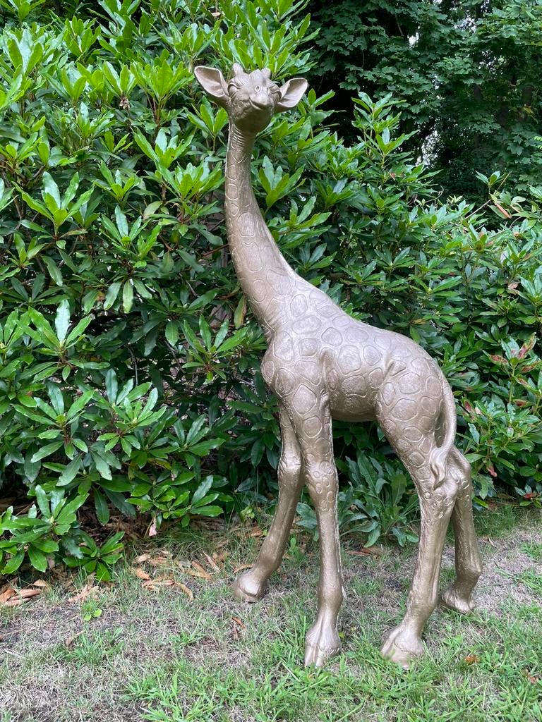 Giraf giraffe brons goud beeld tuin dier zwanger babykamer, Tuin en Terras, Tuinbeelden, Ophalen, Nieuw, Kunststof, Dierenbeeld