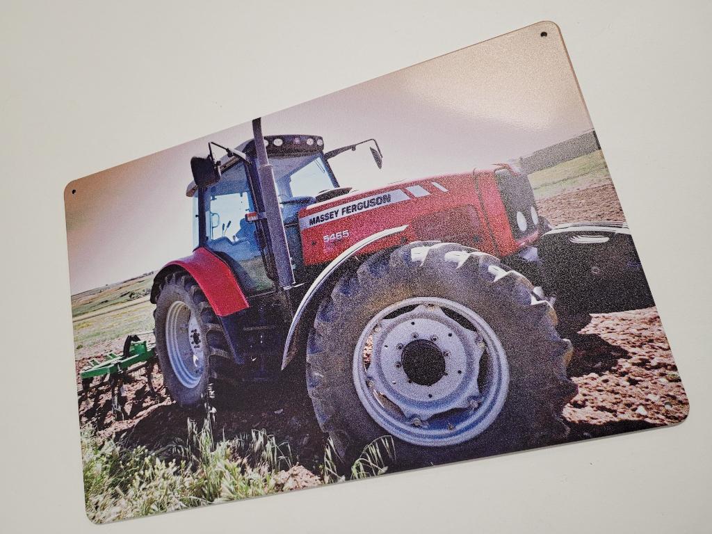 Massey Ferguson 5465 ploeg land reclamebord van metaal deco, Reclamebord, Info@deconoord.nl, Deco Noord, Nieuw