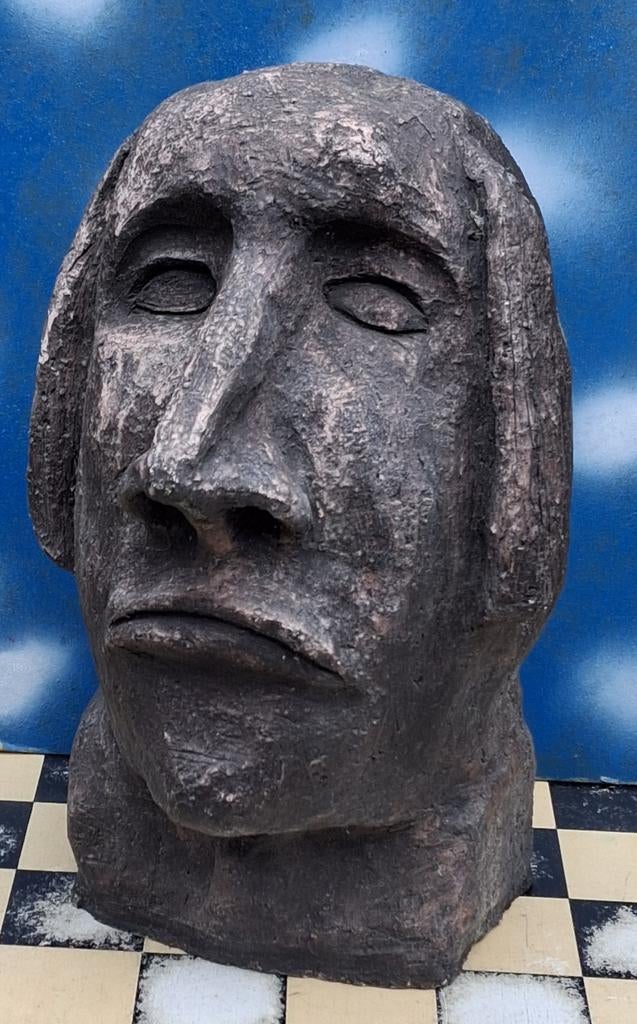 Borstbeeld naar figuur Paaseiland.  Gepatineerd.  Ca 1930., Ophalen