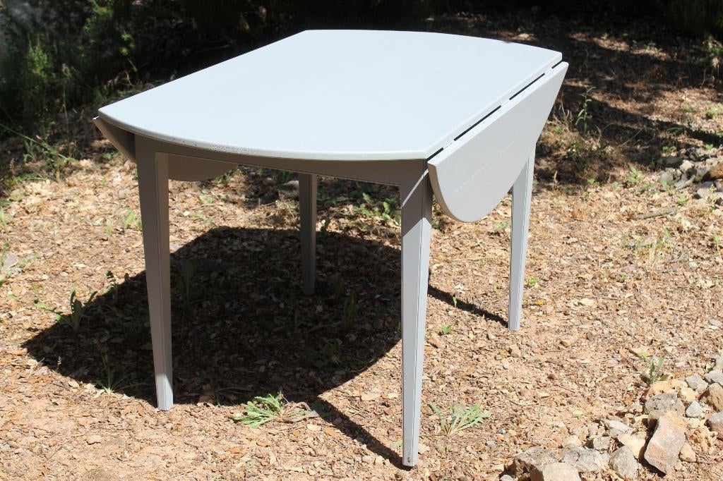 Brocante - Grote grijze hangoor-tafel!, Ophalen, Gebruikt, Rond, Vijf personen of meer