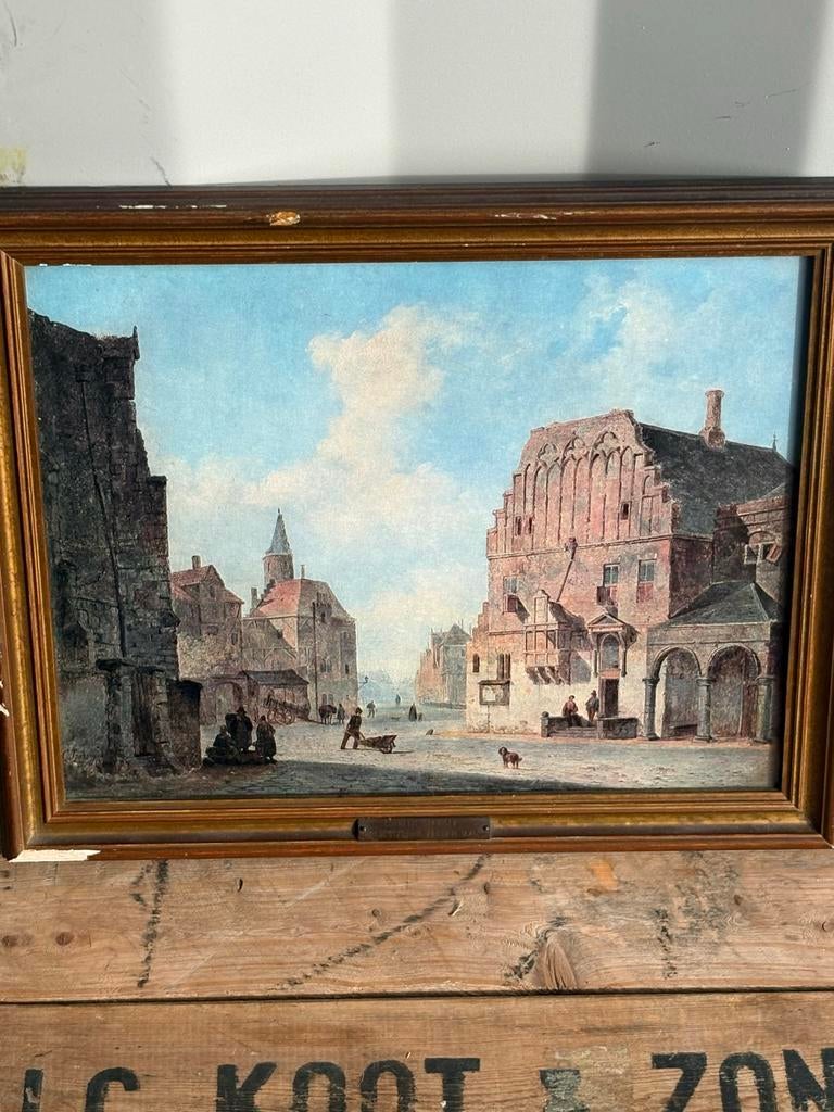 Ets Cornelis Springer Oude Stadhuis Arnhem 1840, Antiek en Kunst, Ophalen of Verzenden, Stadsgezicht, Ets