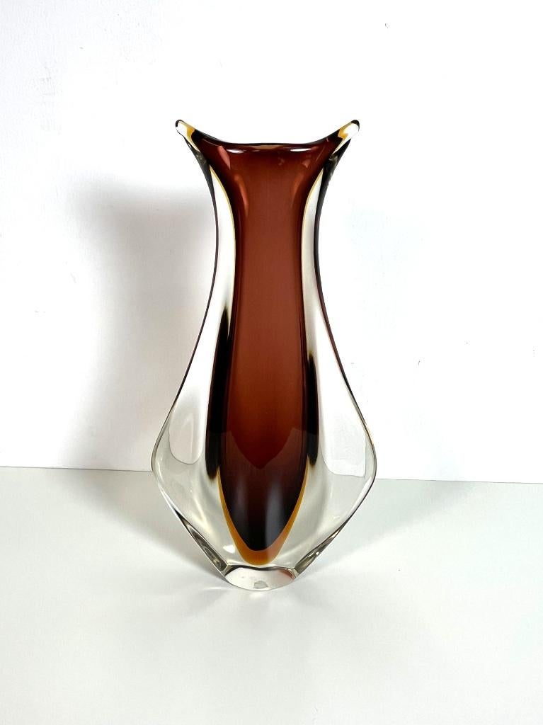 Sommerso Murano vaas,Flavio Poli,Seguso ,Italië, jaren 1960., Gebruikt, Overige kleuren, Ophalen of Verzenden, Glas