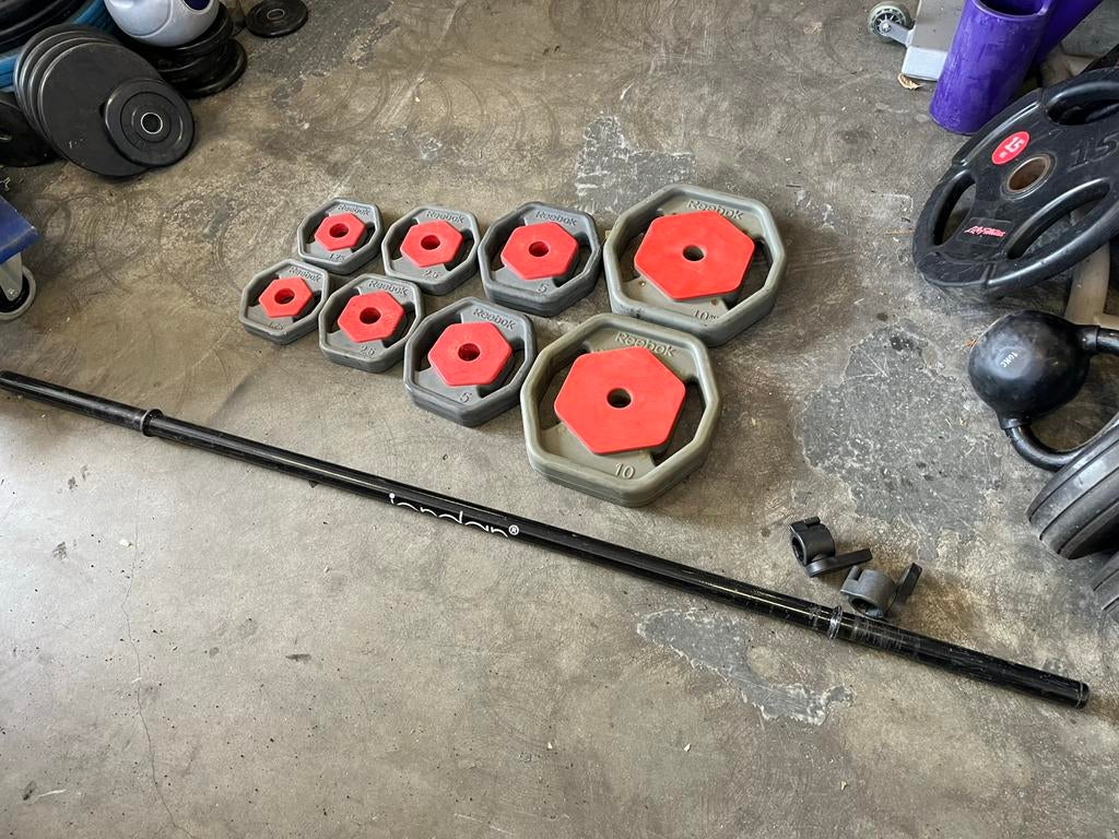 Bodypump halter set reebok 40 kg, Sport en Fitness, Gebruikt, Reebok, Halter set, Halterset