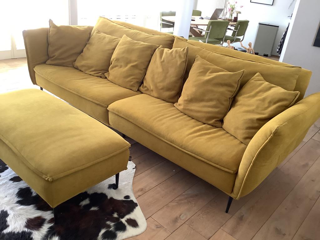 Gratis bank met hocker, Ophalen, Gebruikt, 75 tot 100 cm, Rechte bank