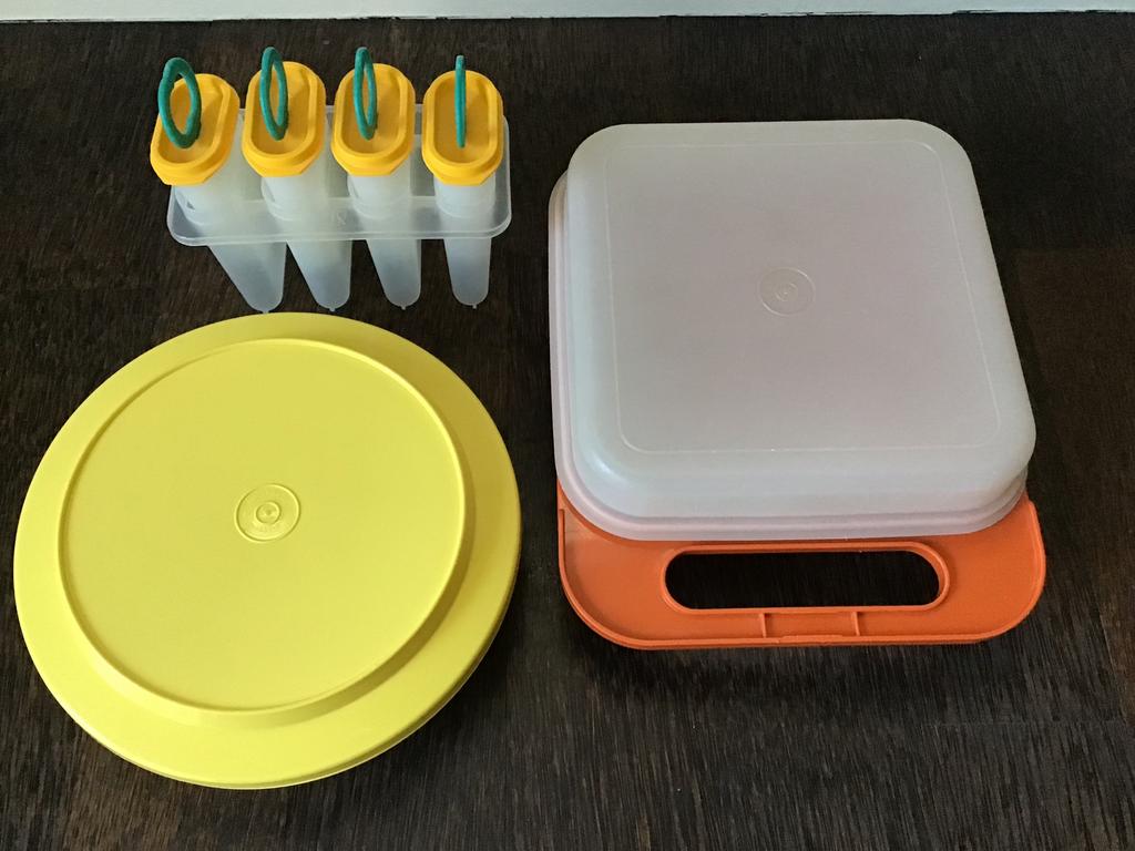 Tupperware ijsjeshouder - warmhoudbord - speelgoedkoffertje, Ophalen of Verzenden, Zo goed als nieuw, Geel, Overige typen