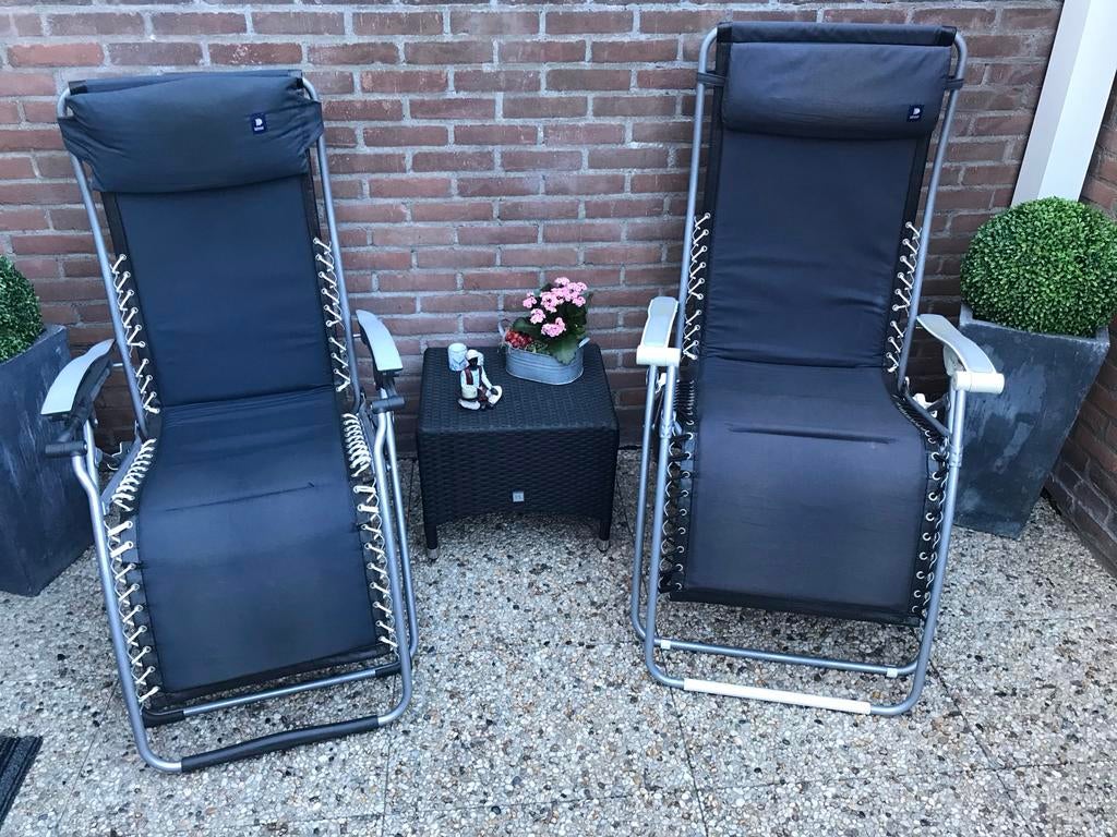Lafuma ligstoelen, Tuin en Terras, Tuinstoelen, Gebruikt, Metaal, Inklapbaar, Ophalen