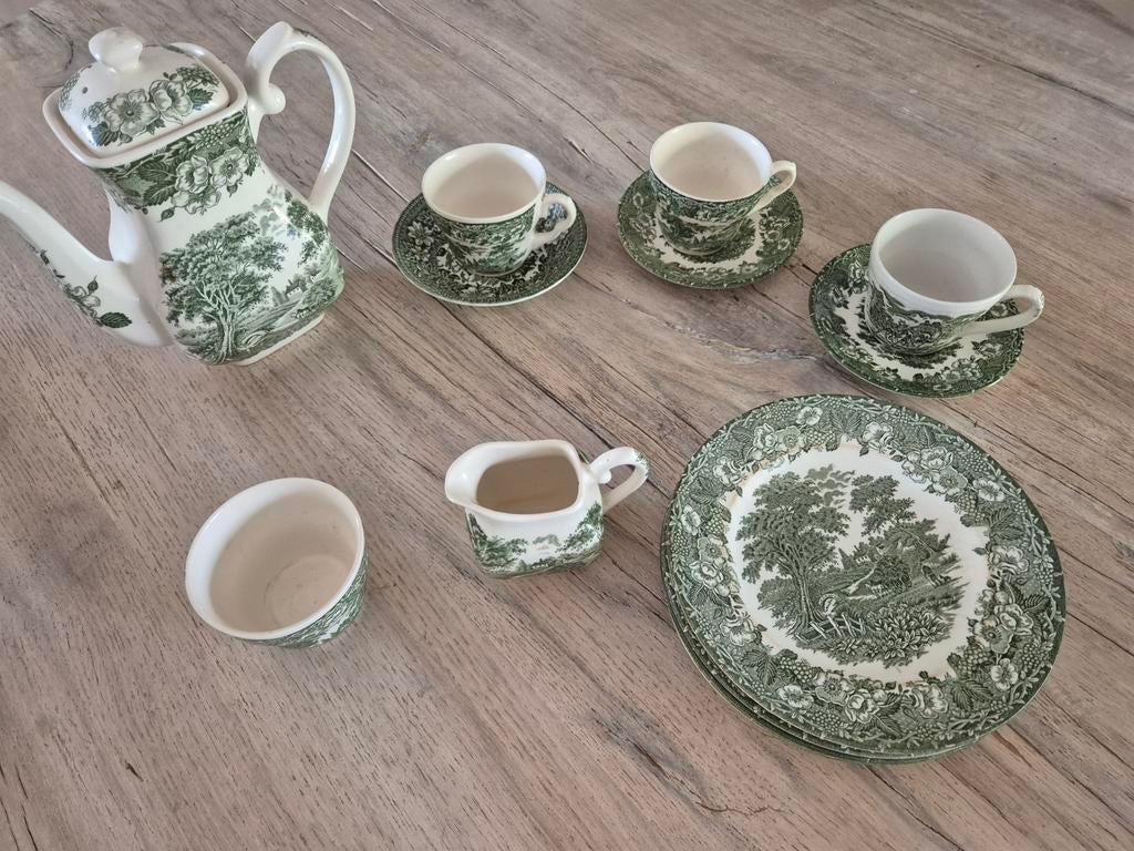 Vintage English Ironstone Theeservies - Staffordshire, Ophalen
