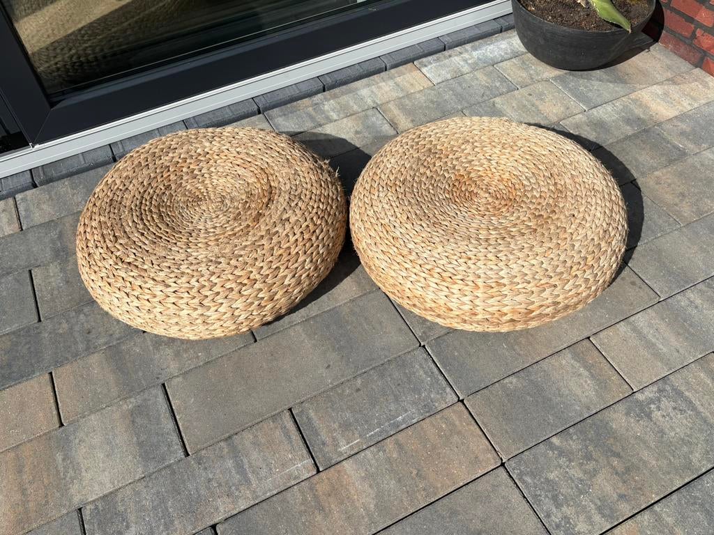 Twee poefjes/voetenbankjes van ikea, Ophalen, Zo goed als nieuw, Rechthoekig, Riet