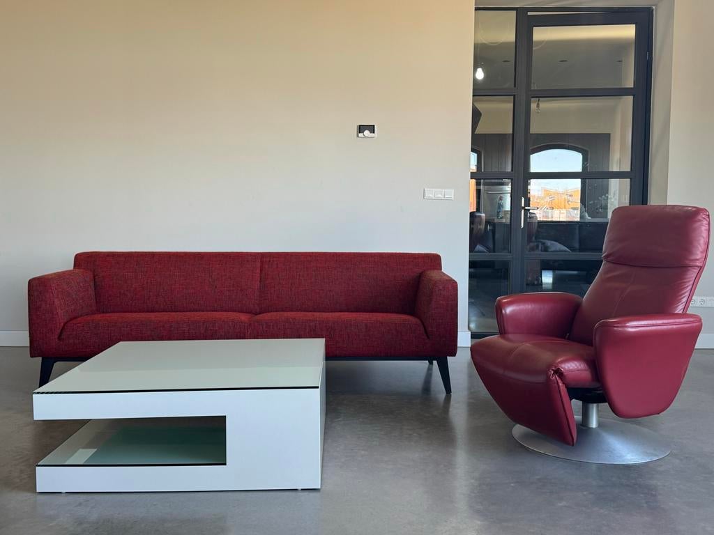 Leolux relax fauteuil rood leer. In nette gebruikte staat!, Ophalen, Leolux, Leolux jori pode gelderland, Leer