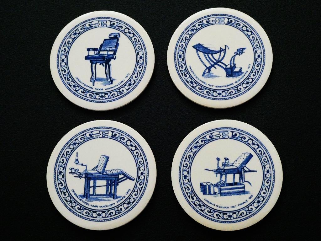 Tegeltableau met 4 onderzetters met medische afbeeldingen, Ophalen of Verzenden