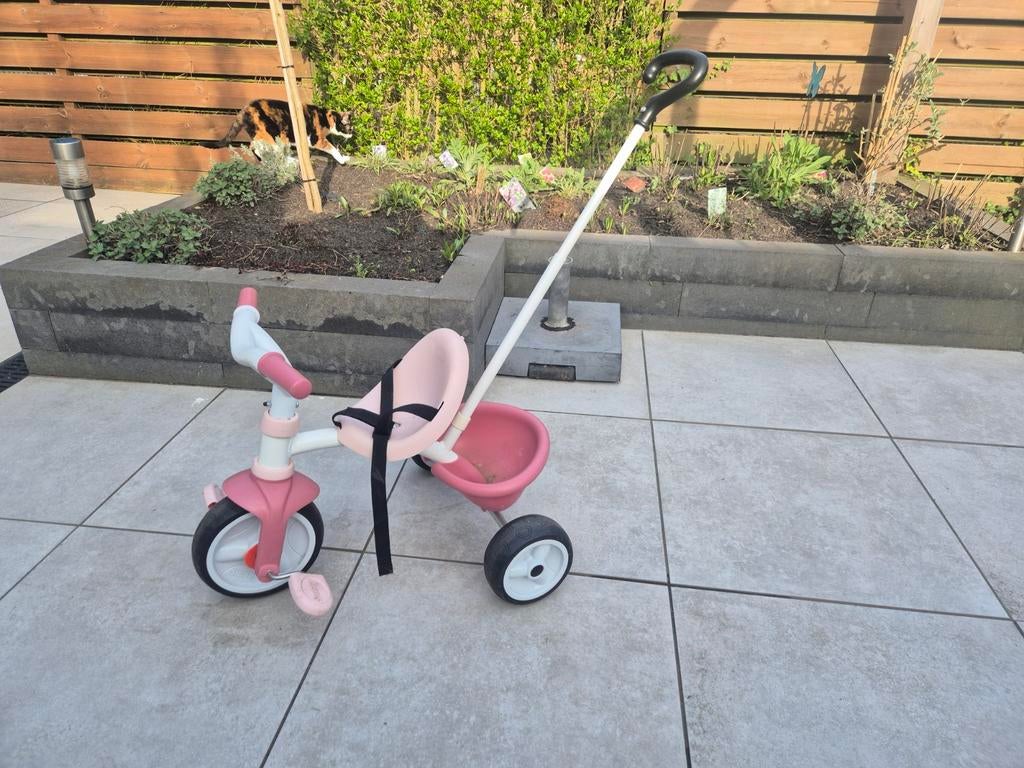 Driewieler met trekstang roze, Ophalen, Gebruikt, Duwstang