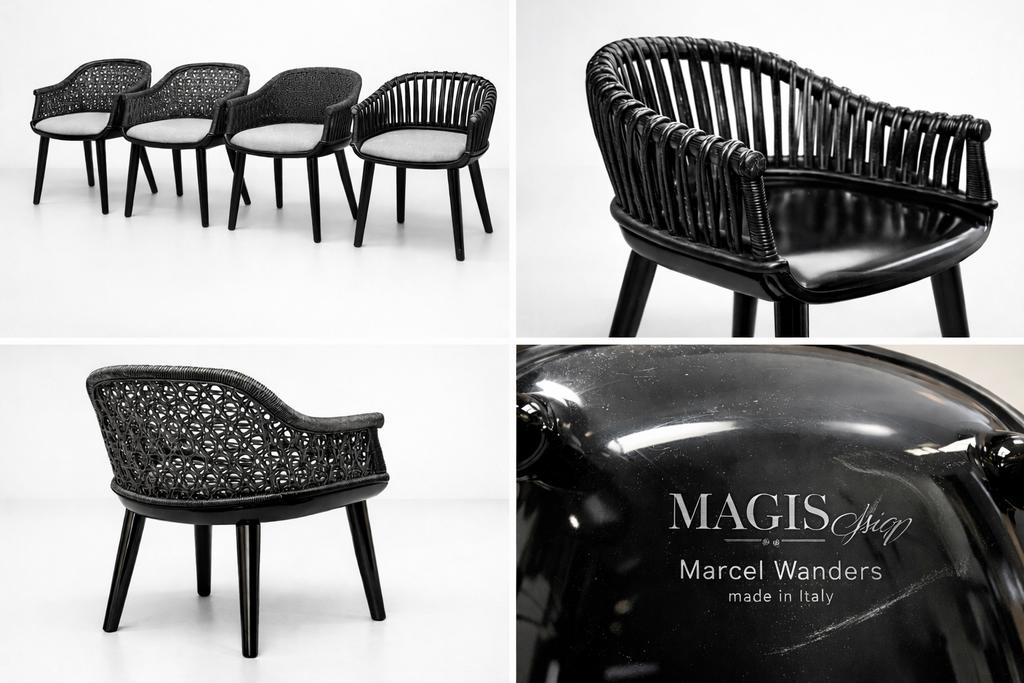 Marcel Wanders Magis Cyborg stoelen - 4 stuks gebruikt, Ophalen, Kunststof, Gebruikt, Zwart