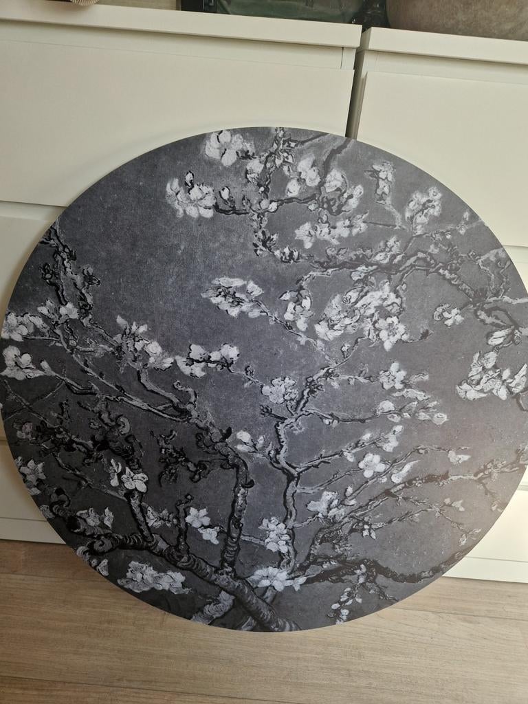 Wandplaat Van Gogh Amandelbloesem zwart-wit, Huis en Inrichting, Woonaccessoires | Wanddecoraties, Ophalen, Zo goed als nieuw