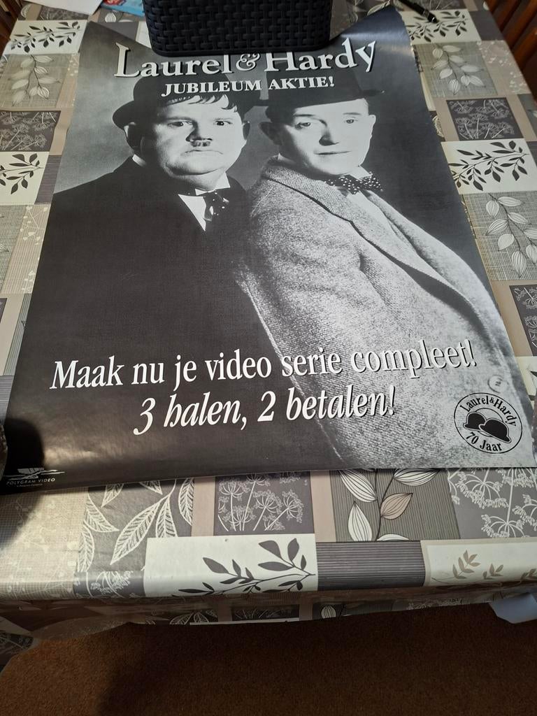 Lauren & Hardy, Rechthoekig Staand, Deurposter of groter, Nieuw, Ophalen of Verzenden