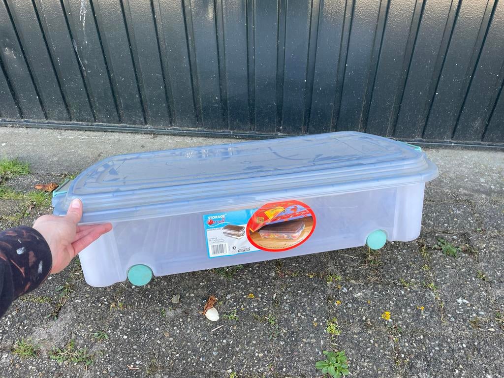 Bedbox op wieltjes, Ophalen, Kunststof, Gebruikt, 50 tot 100 cm