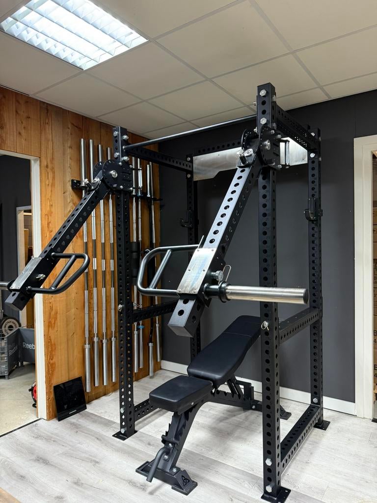 Powerrack inclusief jammer arms, chest, shoulder, press, row, Overige typen, Nieuw, Ophalen of Verzenden, X