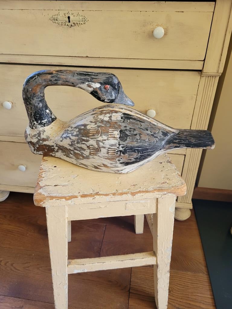 Grote oude houten lokvogel decoy gans lokeend, Antiek en Kunst, Ophalen of Verzenden
