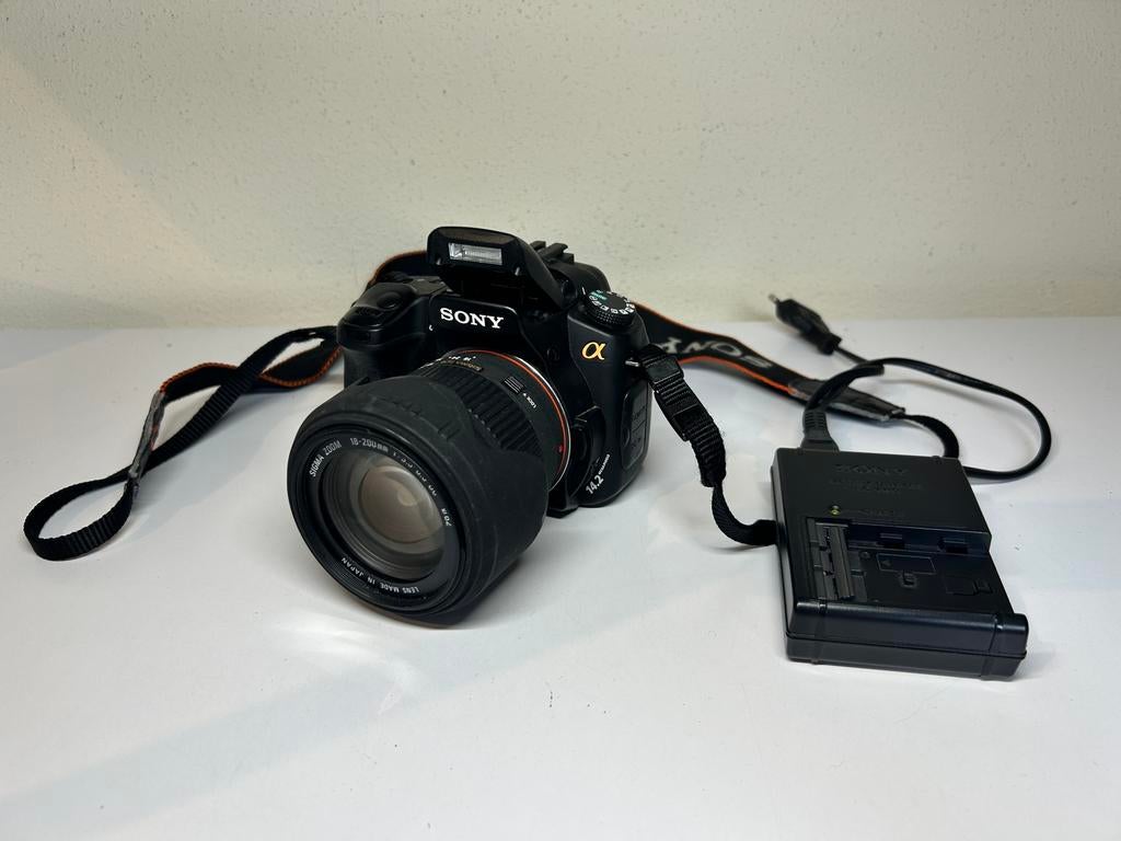 Sony A350 + Sigma 18-200 DC, Gebruikt, Compact, Ophalen of Verzenden, Sony