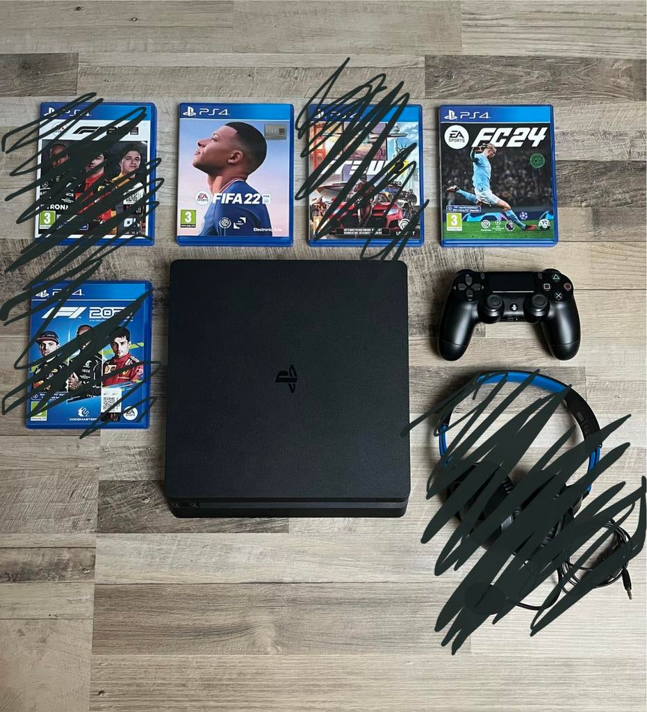 PS4 met controller en EA FC 24, FIFA 22, Ophalen, 2 spelers, Eén computer, Zo goed als nieuw