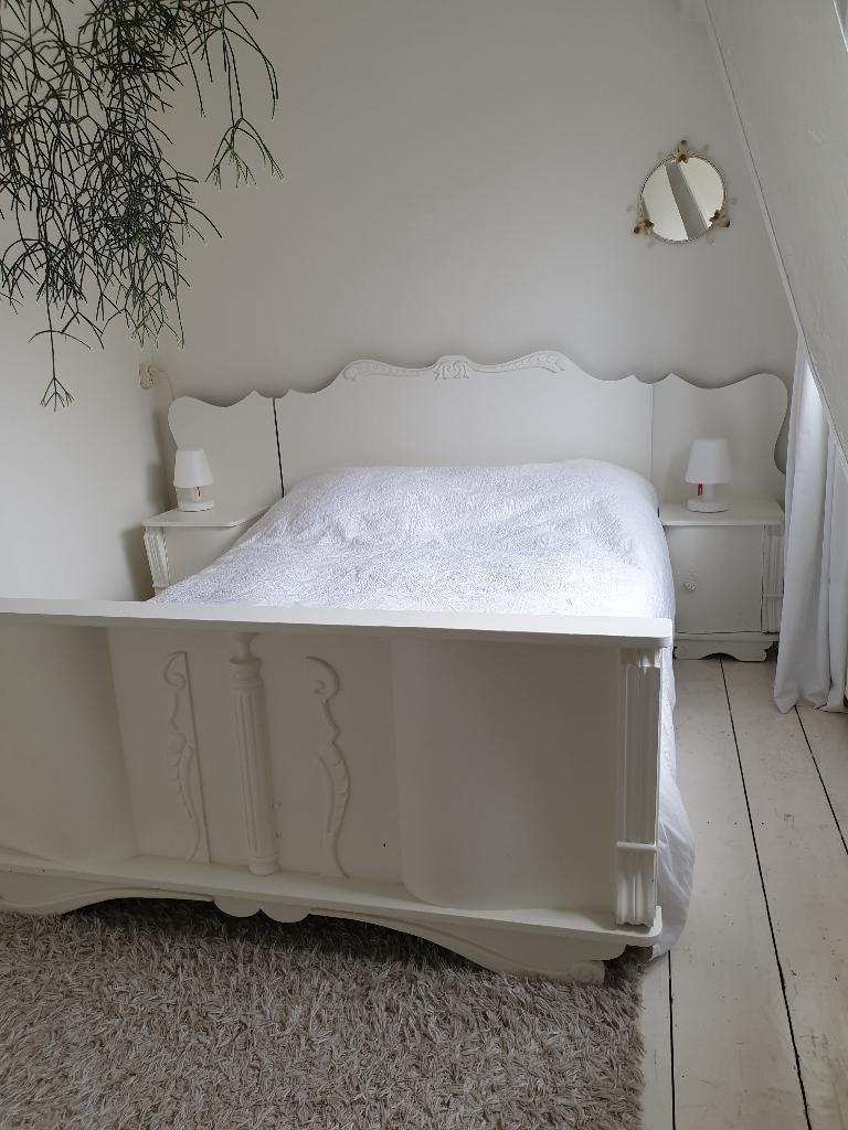 Bed en toebehoren, Ophalen, Wit, Romantisch, Tweepersoons