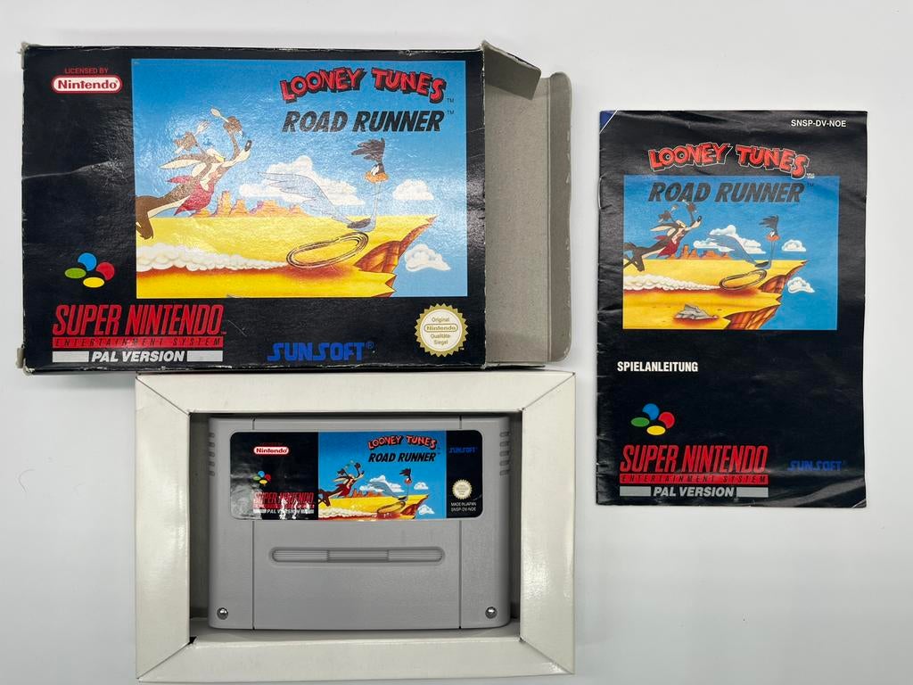 Looney Tunes Road Runner Super Nintendo SNES PAL (NOE) CIB, Spelcomputers en Games, Games | Nintendo Super NES, Racen en Vliegen