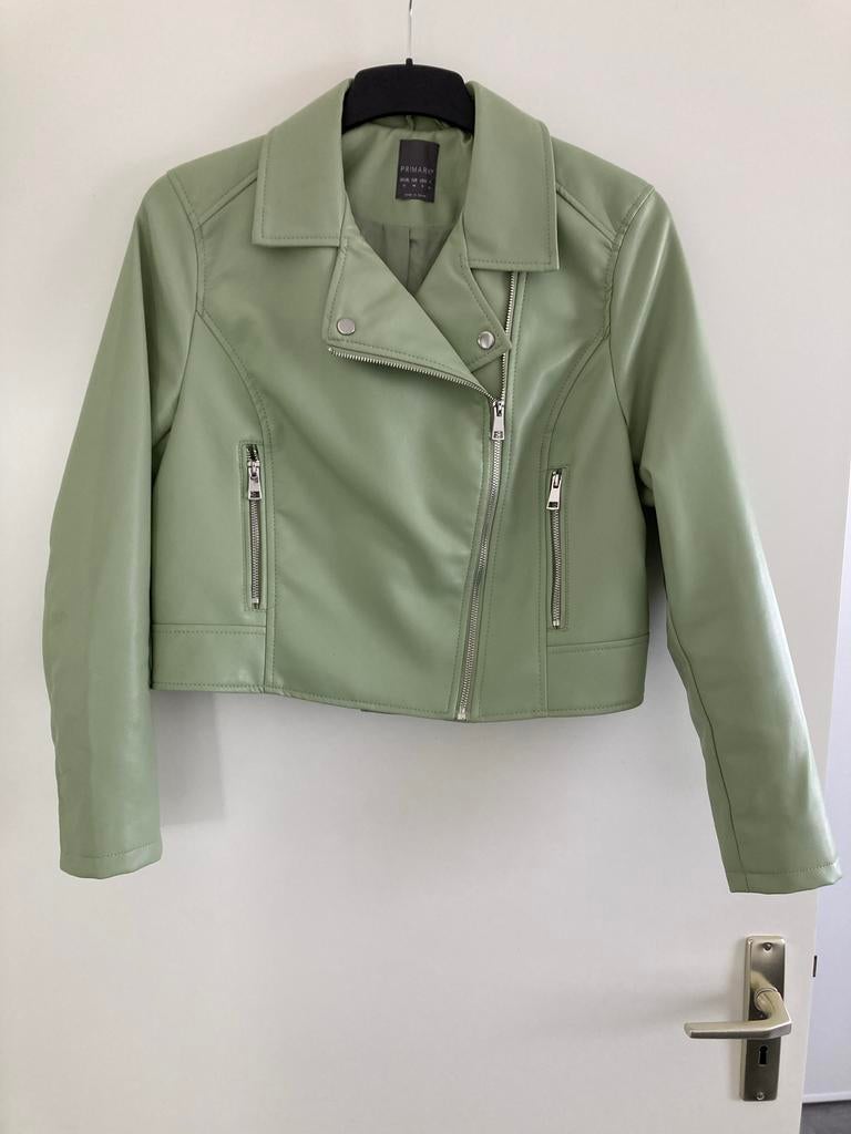 Bikerjack - Lichtgroen, Kleding | Dames, Jassen | Zomer, Zo goed als nieuw, Maat 38/40 (M), Groen, Ophalen of Verzenden