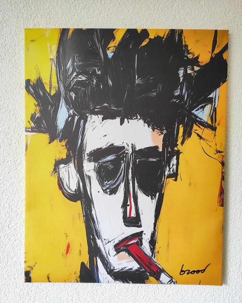 Herman Brood - Rokende Man - Framed Canvasdoek, Verzenden