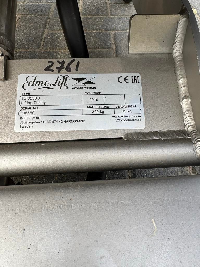 EdmoLift RVS Heftafel TZ 303SS - 300kg hefvermogen, Tot 1000 kg, Ophalen, Handmatig, Overige typen