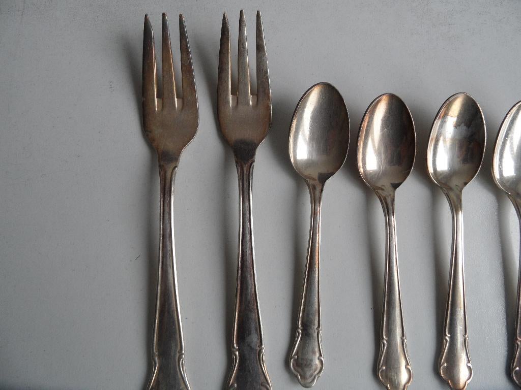 7 x Keltum 2 dessert,gebak vorkjes 5 thee koffie lepels zie, Ophalen of Verzenden