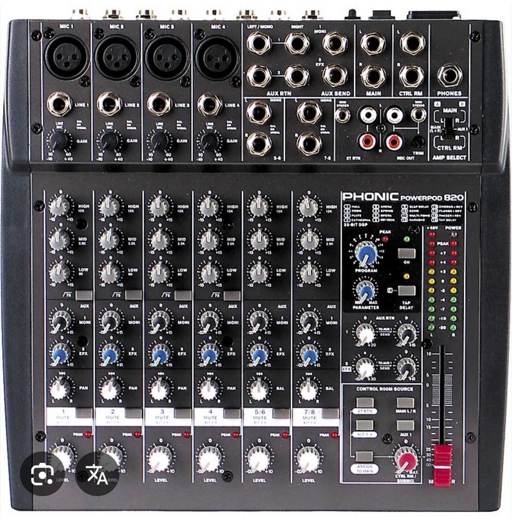 Phonic Powerpod 820 powermixer., Muziek en Instrumenten, Mengpanelen, Ophalen of Verzenden, Gebruikt