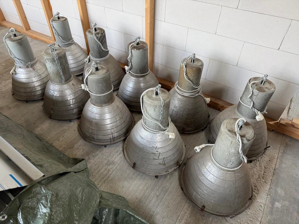 Partij fabriekslampen hanglamp industrieël DDR refurbished, Ophalen, Metaal, Minder dan 50 cm, Industrieel, industrie, vintage, retro, fabriek, warehouse