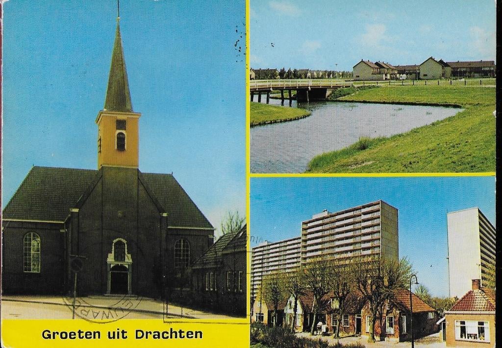 Drachten gelopen ansichtkaart (a263 ), Ophalen of Verzenden, 1980 tot heden, Gelopen, Friesland