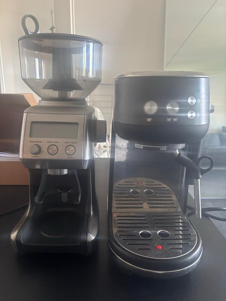 Sage the Bambino Black met smart grinder, Afneembaar waterreservoir, Gemalen koffie, Ophalen of Verzenden, Zo goed als nieuw