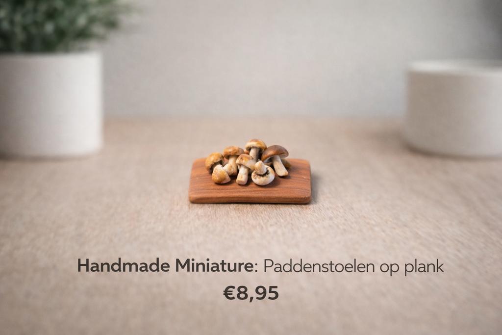 Miniatuur Paddenstoelen op Plank, Hobby en Vrije tijd, Knutselen, Verzenden, Nieuw, Knutselwerk
