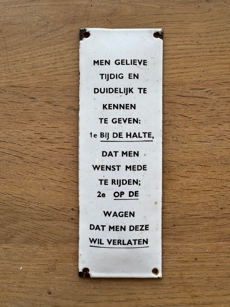 Oude Emaille Borden Reclamebord Openbaar Vervoer, Ophalen of Verzenden