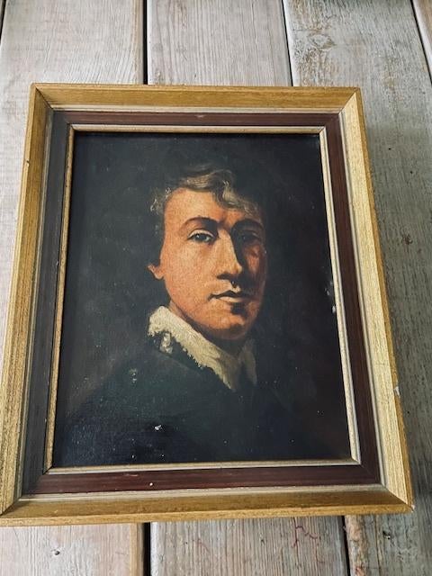 Antiek olieverf schilderij portret jonge man., Ophalen