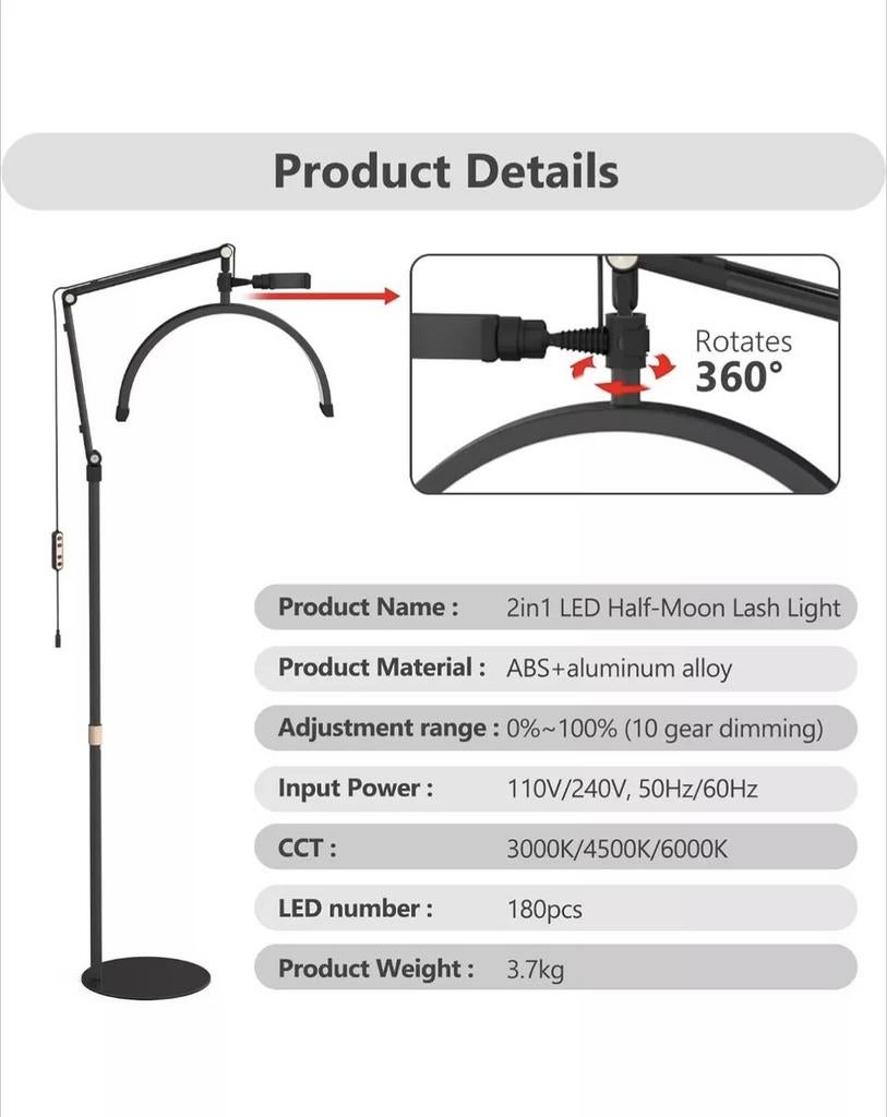 Halvemaan LED Lamp - Perfect voor Wimper Extensions, Nieuw, Ophalen of Verzenden, Modern, Metaal