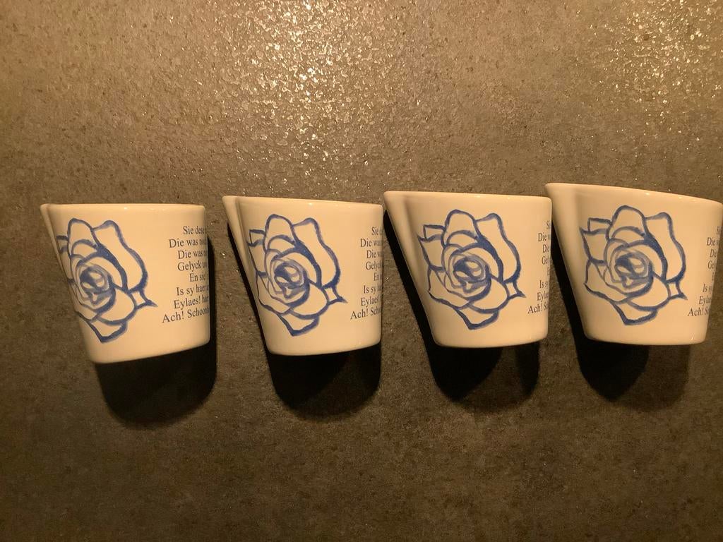 Set van 4 eierdopjes Roger Faessen Kunstweek 2008, Ophalen of Verzenden