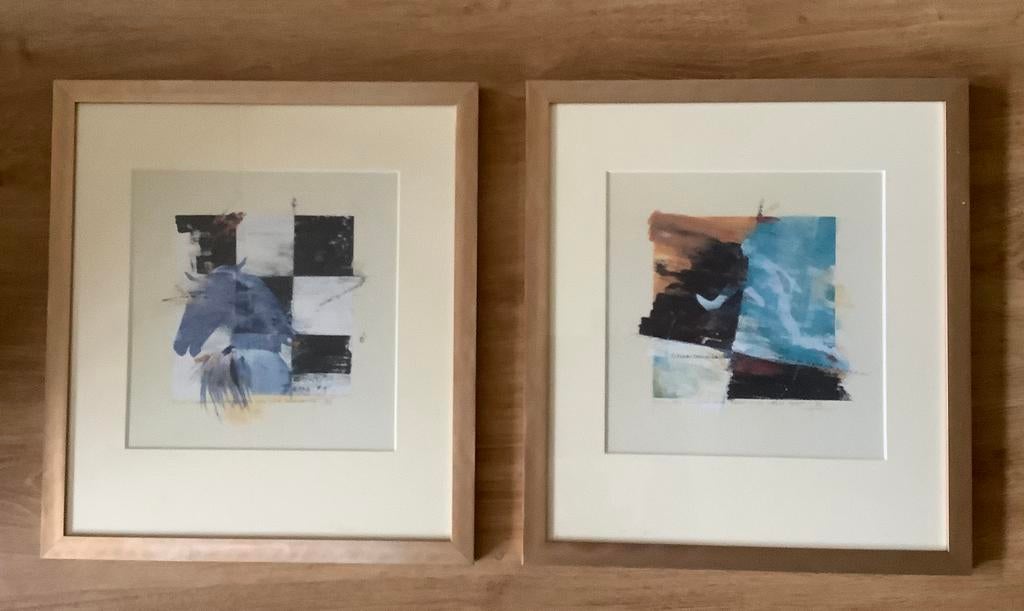 2 Litho’s, schaken gerelat,eerd, paard en loper, Antiek en Kunst, Kunst | Litho's en Zeefdrukken, Ophalen