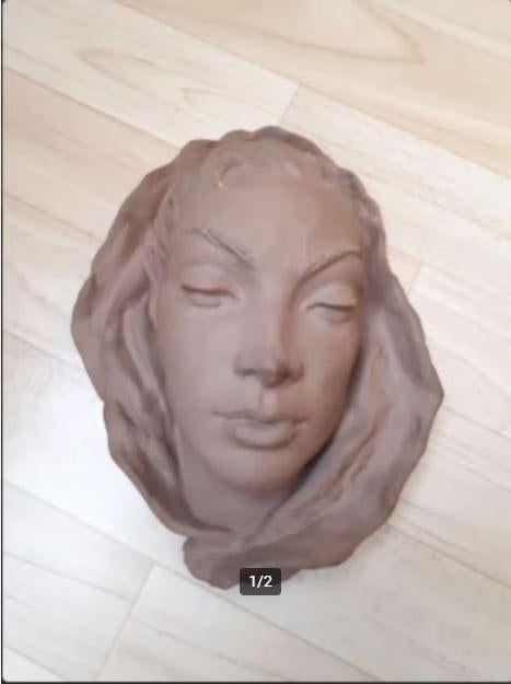 vintage wandmasker Majolika G. Wolterhoff 50er, Ophalen, Huis en Inrichting