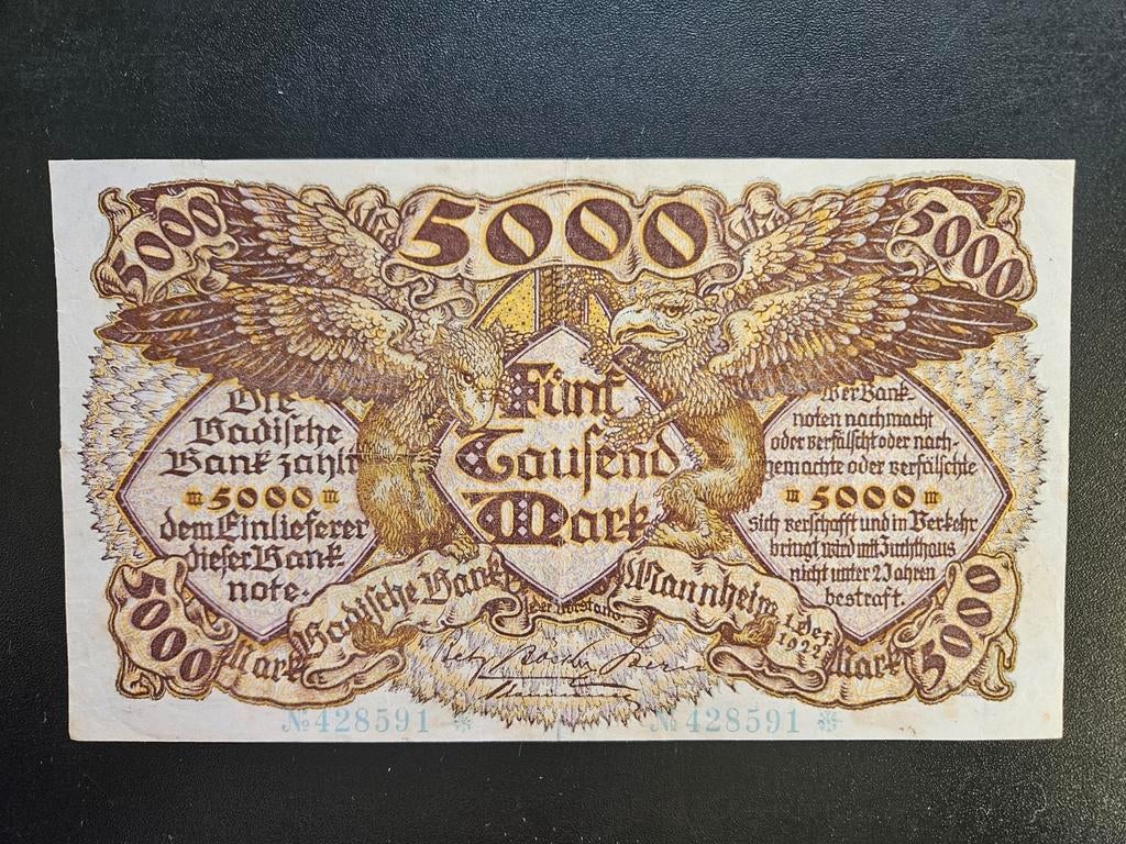 Duitse Staten Baden Mannheim pick S909(1) 1922, Postzegels en Munten, Bankbiljetten | Europa | Niet-Eurobiljetten, Ophalen of Verzenden