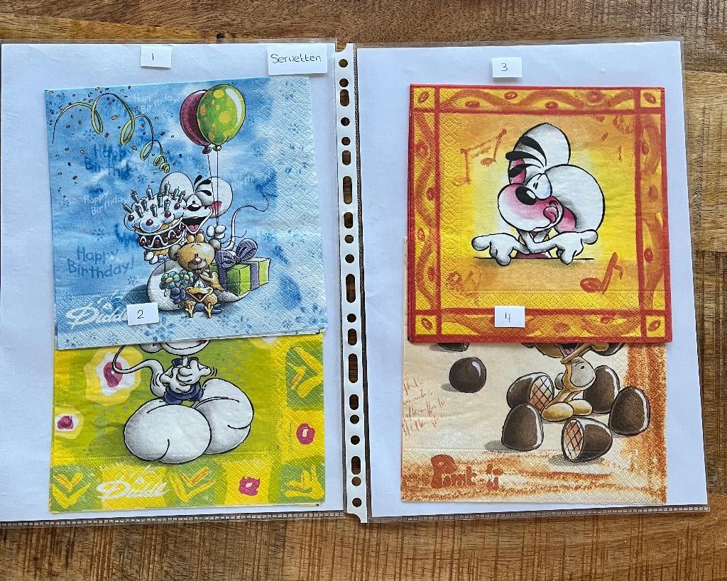 diddl servetten 9x, Ophalen of Verzenden, Diddl, Zo goed als nieuw, Papier, Kaart of Schrift