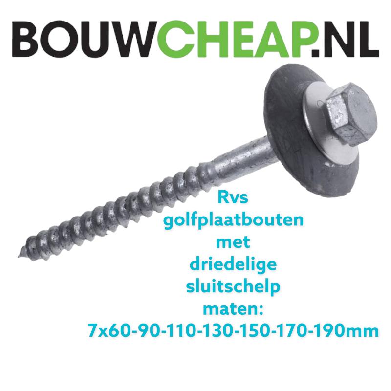 Golfplaatbouten met 3 delige ringen rvsA2, Ophalen of Verzenden, Zo goed als nieuw, Rvs