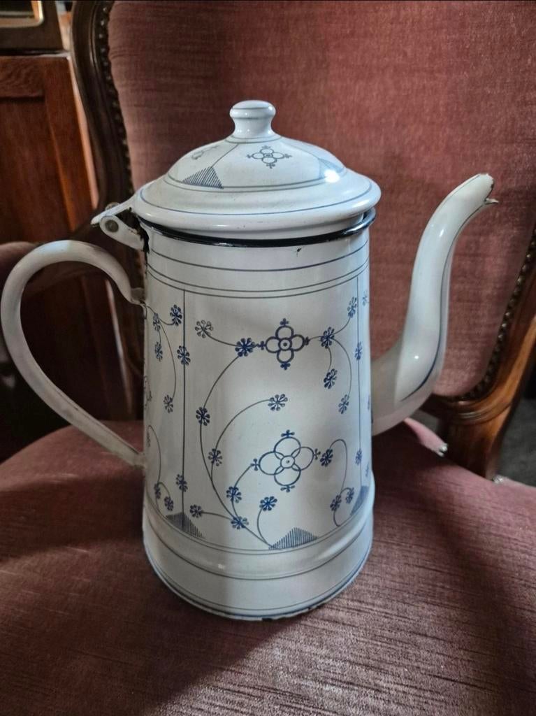 Blauwe Saks Emaille Koffiepot, Antiek en Kunst, Ophalen of Verzenden