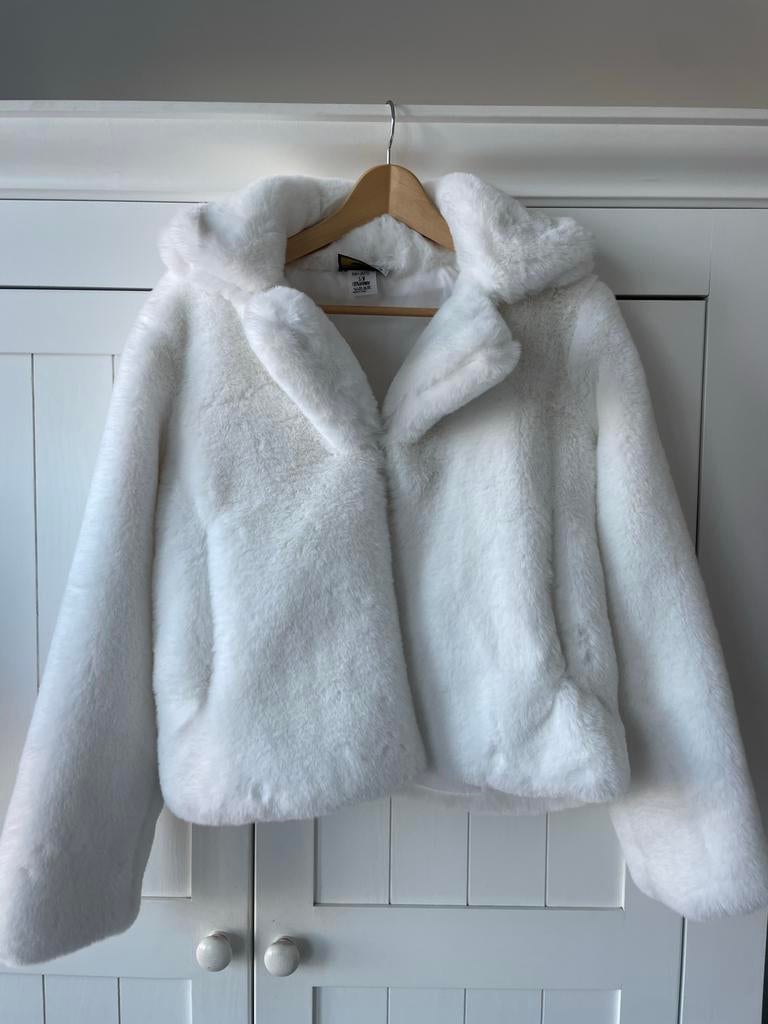 Witte Faux Fur Jas Dames S/M, Ophalen of Verzenden, Zo goed als nieuw, Maat 36 (S), Wit