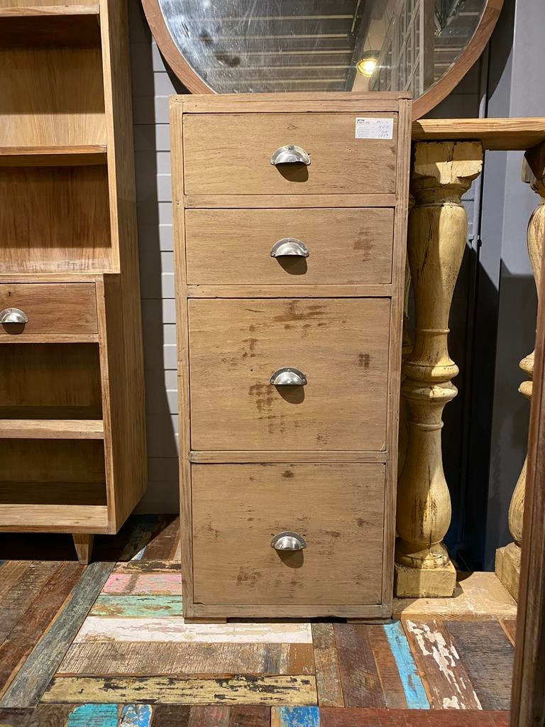 Vintage teakhouten ladekast/archiefkast, Minder dan 50 cm, Gebruikt, 100 tot 150 cm, Teakhout
