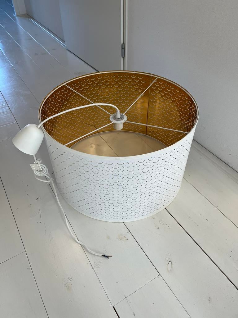 Lampenkap hanglamp plafond ikea nymö wit goud lamp, 25 tot 50 cm, Wit, Rond, Ophalen of Verzenden