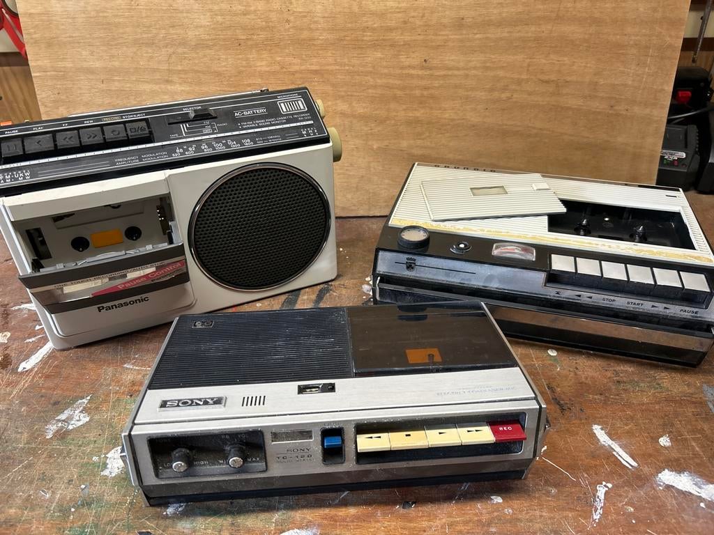 Vintage Cassette Spelers - Panasonic, Sony, Grundig, Ophalen of Verzenden, Gebruikt
