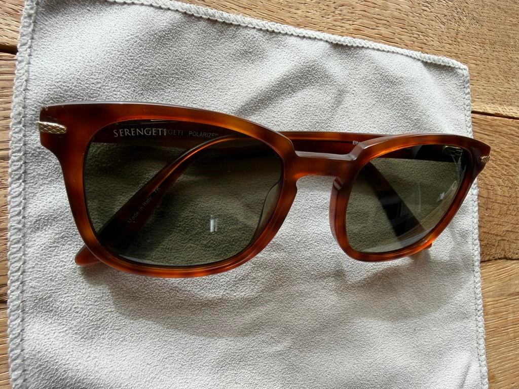 Serengeti Ethan zonnebril SS575003 groen glas bruin montuur, Overige merken, Gebruikt, Zonnebril, Bruin